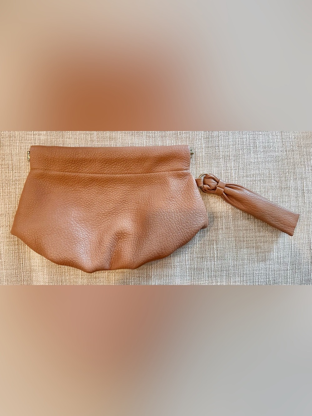 Shiraleah Tan Faux Leather Wristlet Clutch Gold Hardware NWOT